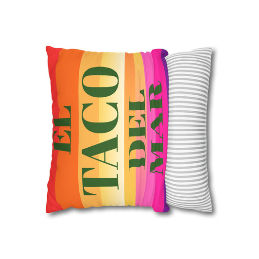El Taco Del Mar Decorative Pillow - Faux Suede Colorblock Throw Pillowcase