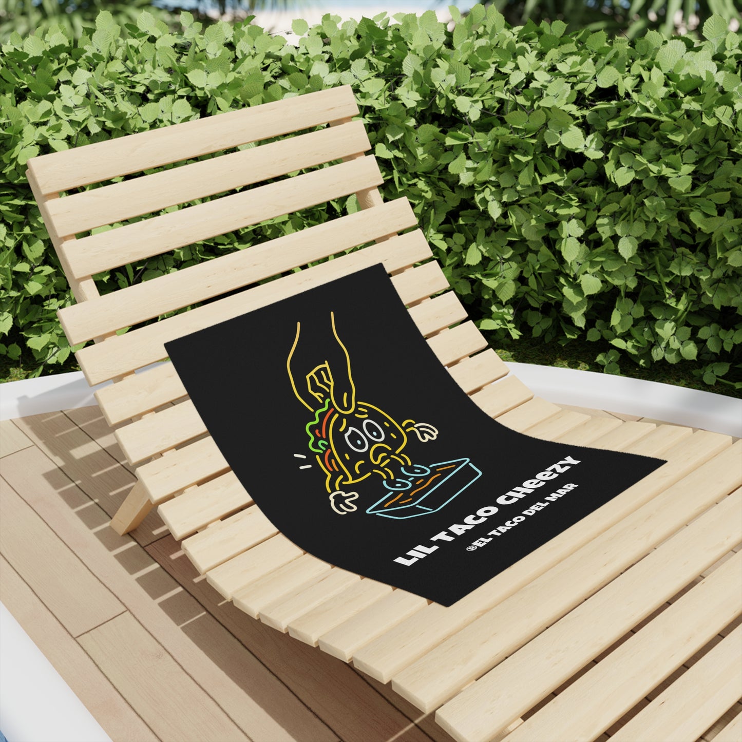 Beach Towel — Lil Taco Cheezy Neon Dipping Design
