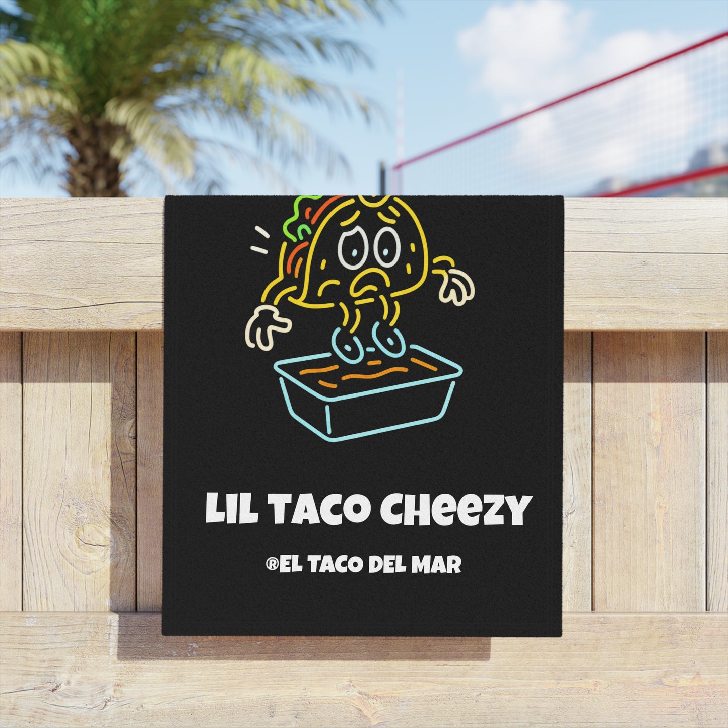 Beach Towel — Lil Taco Cheezy Neon Dipping Design