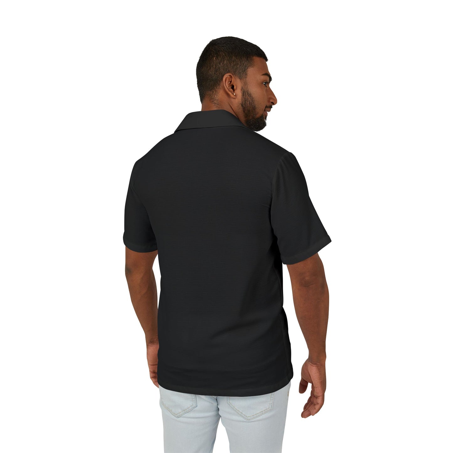 Men's Black Camp Shirt — Minimal 'EL TACO DEL MAR' Logo Hawaiian Shirt
