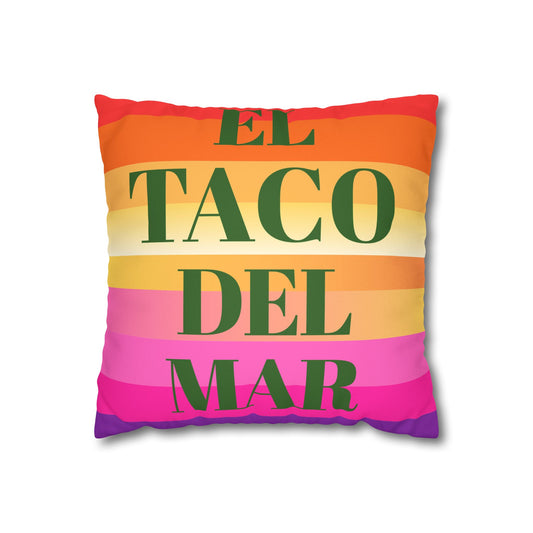 El Taco Del Mar Decorative Pillow - Faux Suede Colorblock Throw Pillowcase