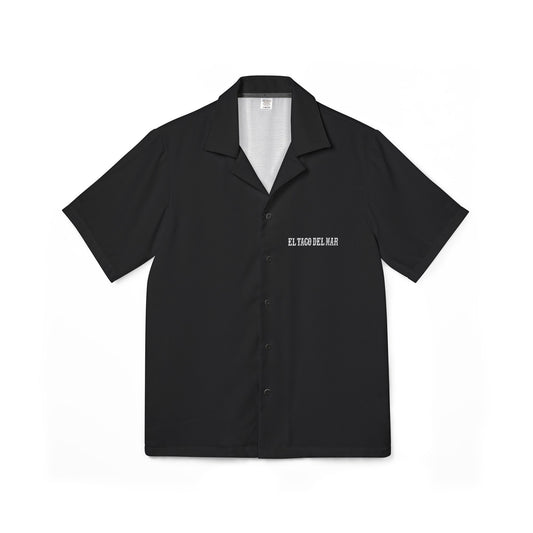 Men's Black Camp Shirt — Minimal 'EL TACO DEL MAR' Logo Hawaiian Shirt